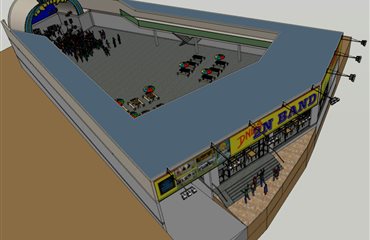 Studie centra Modrá opice - pohled shora na nástavbu nad garážemi. Thubnail